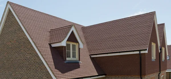 Wide view of a completed pitched tiled roof
