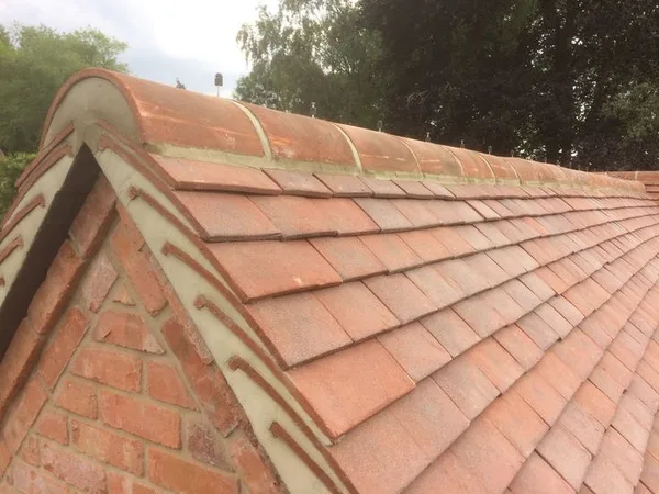 Clay roof tiles and ridge detail