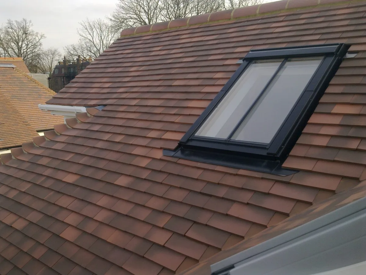 Pitched tiled roof with a rooflight
