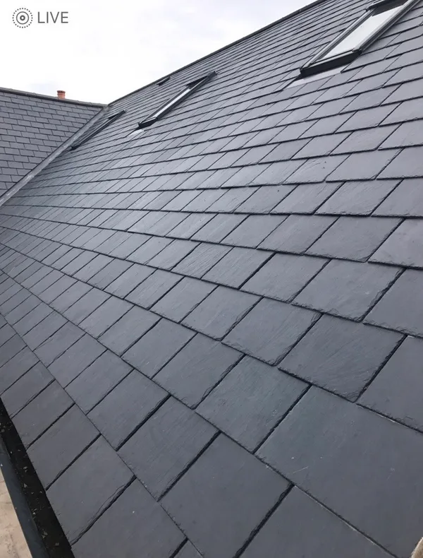 Close view of roof slates