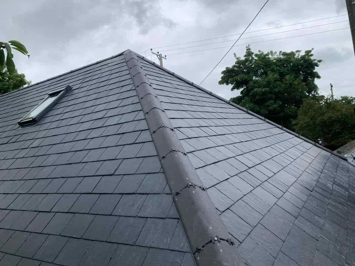 Slate roof with a central ridge